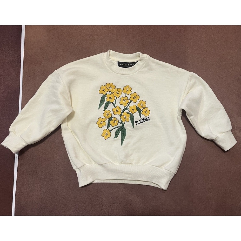 Mini Rodini Organic Cotton Flower Sweatshirt Size 2-3 Years Preppy Luxury